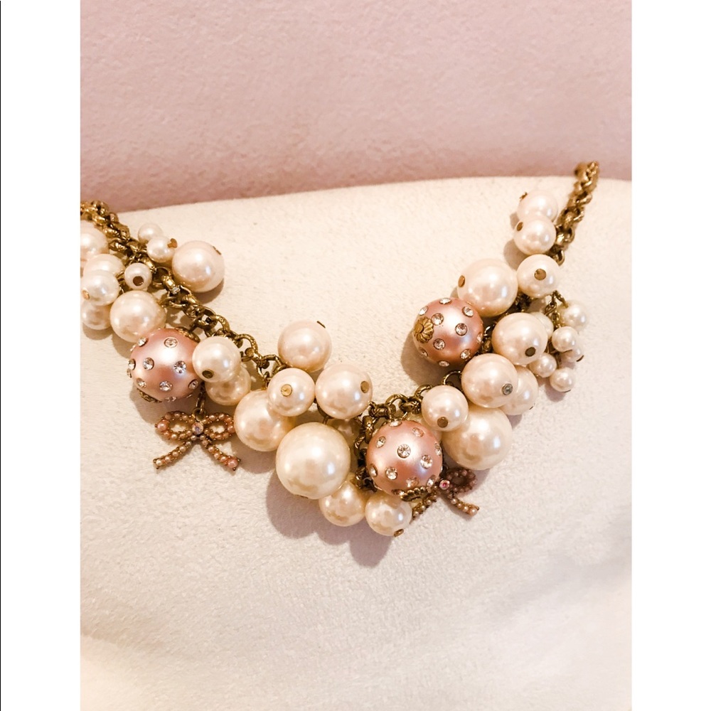 Betsey Johnson Pearl and Bow Necklace